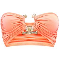 PrettyLittleThing Hammered Trim Bandeau Bikini Top - Coral