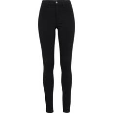 Dame - S - Sort Jeans Pieces High Waist Skinny Fit Jeggings - Black