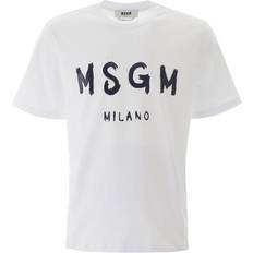 MSGM Bomuld T-shirts & Toppe MSGM White Brushed T-Shirt 01 OPTICAL WHITE