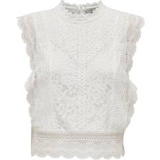 Only Nylon Overdele Only Cropped Lace Top - White/Cloud Dancer