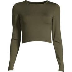 36 - Grøn T-shirts Casall Crop Long Sleeve T-shirt - Forest Green