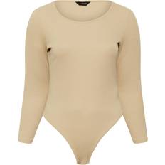 Yours Dame Tøj Yours Long Sleeve Ribbed Bodysuit - Brown