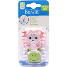 Dr. Brown's Silikone Sutter Dr. Brown's Prevent Soothers, Animal Faces, 0-6 Months Assorted Pink