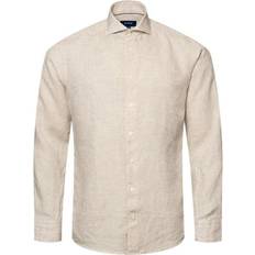 Eton Wide Spread Collar Linen Shirt - Brown