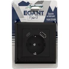 Socket Egant Fjord Stikkontakt m/Jord/USB-A/USB-C 16A/250V