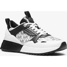 Michael Kors 8 - Dame Sneakers Michael Kors MK Theo Sequined Mixed-Media Trainer Optic White/blk