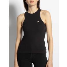 Lee Toppe Lee Ribstrikket tanktop med broderet logo vasket sort-Black Vasket sort