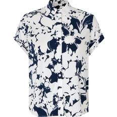 Blå - Dame - Viskose Skjorter Samsøe Samsøe Majan Shirt Blouse - White/Dark Blue