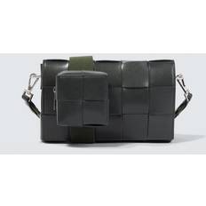 Bottega Veneta Medium Intreccio Leather Crossbody Bag Dark Green 01