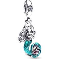 Pandora Sølv Charms & Vedhæng Pandora Disney The Little Mermaid Ariel Dangle Charm - Silver/Turquoise/Transparent