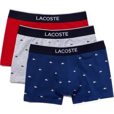 Lacoste Boxsershorts tights Underbukser Lacoste Casual Signature Trunk 3-pack - Navy Blue/Grey Chine/Red