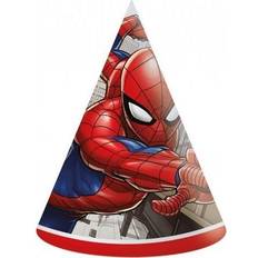 Rød Fotoprops, Partyhatte & Ordensbånd Spiderman Party Hats Crime Fighter 6-pack