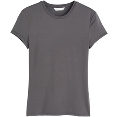 H&M Jersey T-shirts & Toppe H&M Tight-Fitting Microfibre T-shirt - Dark Grey