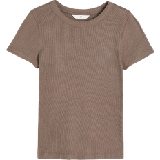 H&M Jersey Overdele H&M Geripptes T-shirt - Dark Beige Marl