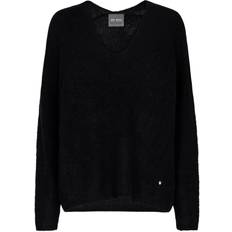 Dame - L - Silke Sweatere Mos Mosh MMThora V-Neck Knit BLACK