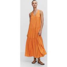 Mango Dame - Orange Kjoler Mango Women's Textured Skater Dress