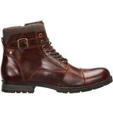 4 - Herre - Læder Snørestøvler Jack & Jones Leather Boots - Brun/Brown Stone