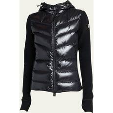 Moncler Dame Sweatere Moncler Grenoble Womens Black Quilted-panel Brand-appliqué Regular-fit Fleece Cardigan