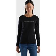 United Colors of Benetton Dame T-shirts & Toppe United Colors of Benetton T-shirt Nera Manica Lunga 100% taglia XL, Nero, Donna Black