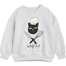 Mini Rodini 56 Børnetøj Mini Rodini Chef Cat Sp Sweatshirt Grey Melange-104/110