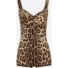 Dolce & Gabbana Shapewear & Undertøj Dolce & Gabbana Leopard-print charmeuse bodysuit