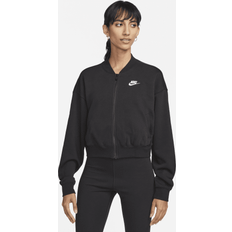 Oversized Jakker Nike Kort Sportswear Club Fleece-cropjakke med lynlås til kvinder sort