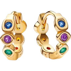Pandora Krystal - Sølv Smykker Pandora Marvel The Avengers Infinity Stones Hoop Earrings - Gold/Crystal/Multicolour