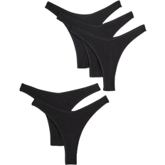 H&M Ribbed Thong Briefs 5-pack - Black