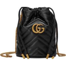 Indvendig lomme - Skulderrem Bucket Bags Gucci GG Marmont Mini Leather Bucket Bag - Black
