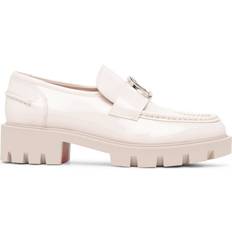 Christian Louboutin Beige Lave sko Christian Louboutin CL Moc lug flat light pink patent leather loafers