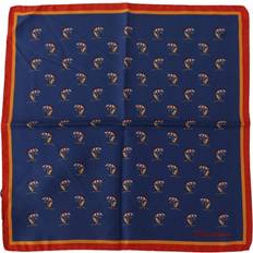 Dolce & Gabbana Tilbehør Dolce & Gabbana Blå Printed Square Mens Handkerchief 100% Silk Scarf Multicolor
