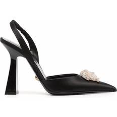 35 ½ - Dame - Stof Højhælede sko Versace La Medusa satin slingback pumps black