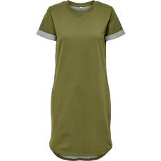 Only Grøn - Korte kjoler - S Only Short T-shirt Dress - Yellow/Martini Olive