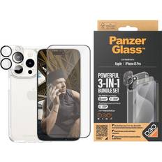 Grøn Mobiltilbehør PanzerGlass 3-in-1 Protection Pack for iPhone 15 Pro