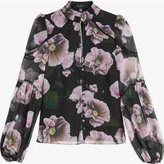 Ted Baker Bluser Ted Baker Womens Black Theera Floral-print Crepe Blouse