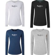 Pepe Jeans Hvid T-shirts & Toppe Pepe Jeans women's long sleeve verginia ls crew neck cotton colour selection