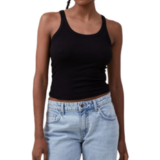 48 - 8 - Dame Toppe Cotton On Staple Rib Scoop Neck Tank - Black