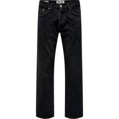 Herre - S - Sort Jeans Only & Sons Sedge Loose Jeans - Black/Black Denim