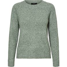 Dame - M - Nylon Sweatere Vero Moda Doffy O-Neck Long Sleeved Knitted Sweater - Green/Laurel Wreath