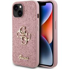 Guess Guld Mobilcovers Guess Fixed Glitter 4G Metal Logo Case for iPhone 15