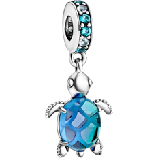 Pandora Turkis Charms & Vedhæng Pandora Sea Turtle Dangle Charm - Silver/Turquoise/Transparent