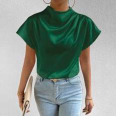 Shein Mock Neck Batwing Sleeve Blouse