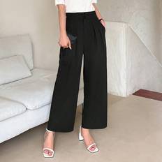 Shein High Waist Plicated Detail Wide Leg Trousers