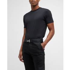 Skind T-shirts Tom Ford Brand-Embroidered Crewneck Cotton-Blend T-shirt - Black