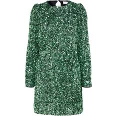 38 - Bådudskæring - Paillet Tøj Selected Sequin Mini Dress - Loden Frost