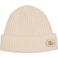 Gucci Hovedbeklædning Gucci Wool and cashmere leather-trimmed beanie white
