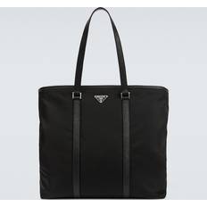 Prada Skind Tasker Prada Black Re-Nylon And Leather Tote Bag