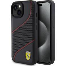 Ferrari Aluminium Mobiltilbehør Ferrari iPhone 15 Cover Perforeret Sort