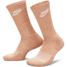 Nike Brun - Dame Strømper Nike Everyday Plus Cushioned Crew Socks - Amber Brown/Light Bone/Hemp/White