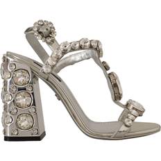 Dolce & Gabbana Dame Hjemmesko & Sandaler Dolce & Gabbana Sølv Crystals Højhælede Sko Silver EU37/US6.5